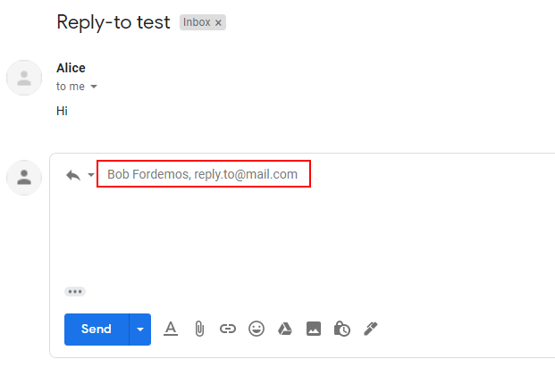 Reply box pre-filled with both reply-to addresses