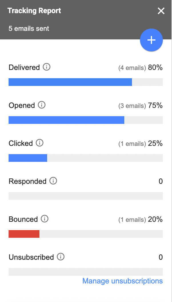 YAMM for Google Sheets tracking report