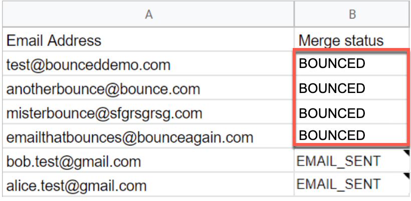 Bounced emails