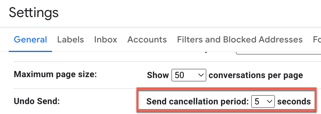 Gmail undo send