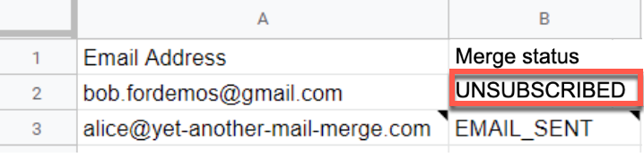 Unsubscribed status