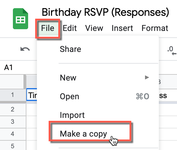 Copy responses sheet file make copy