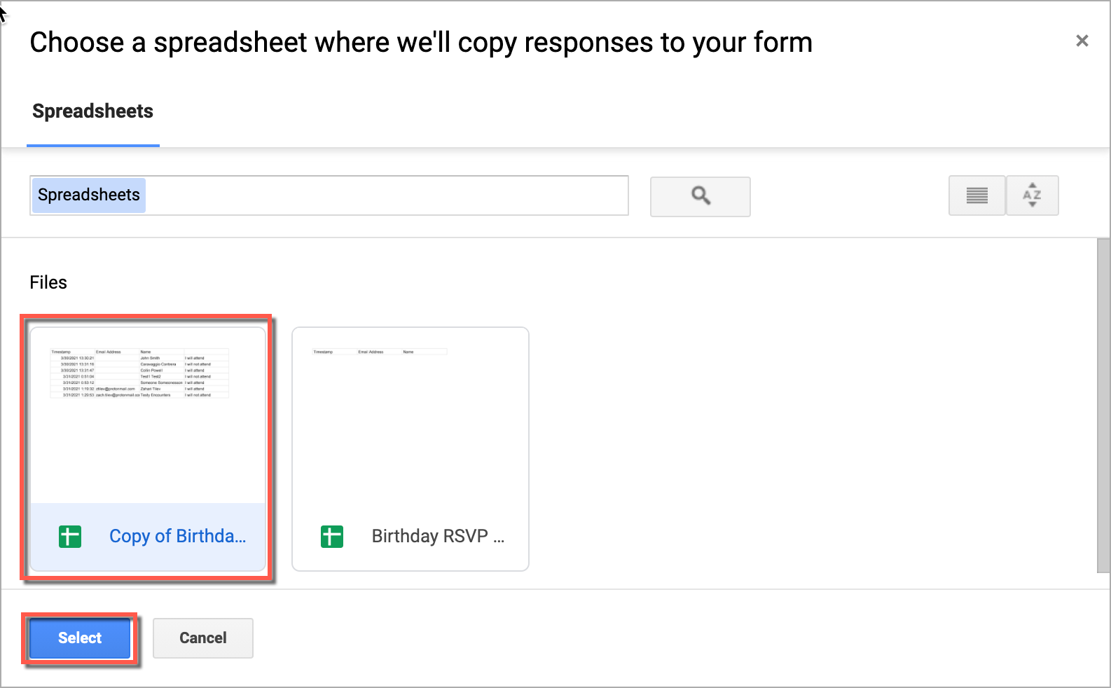 Link copied sheet select copied sheet