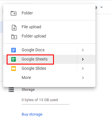 New Google Sheet open in the browser