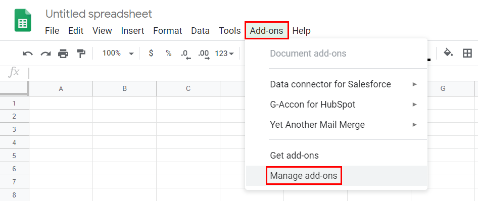 Manage add-ons in the Add-ons menu