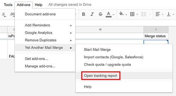 Open tracking report