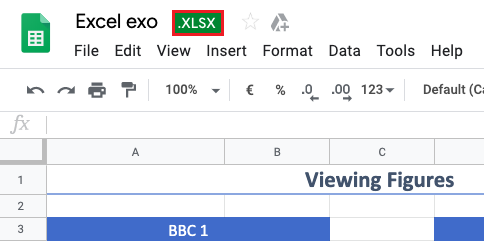 Green XLSX indicator marking an Excel file rather than a Google Sheet