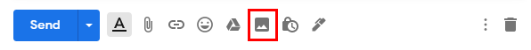 Insert photo icon in the Gmail draft toolbar