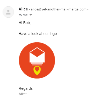 Received email with the image rendered correctly