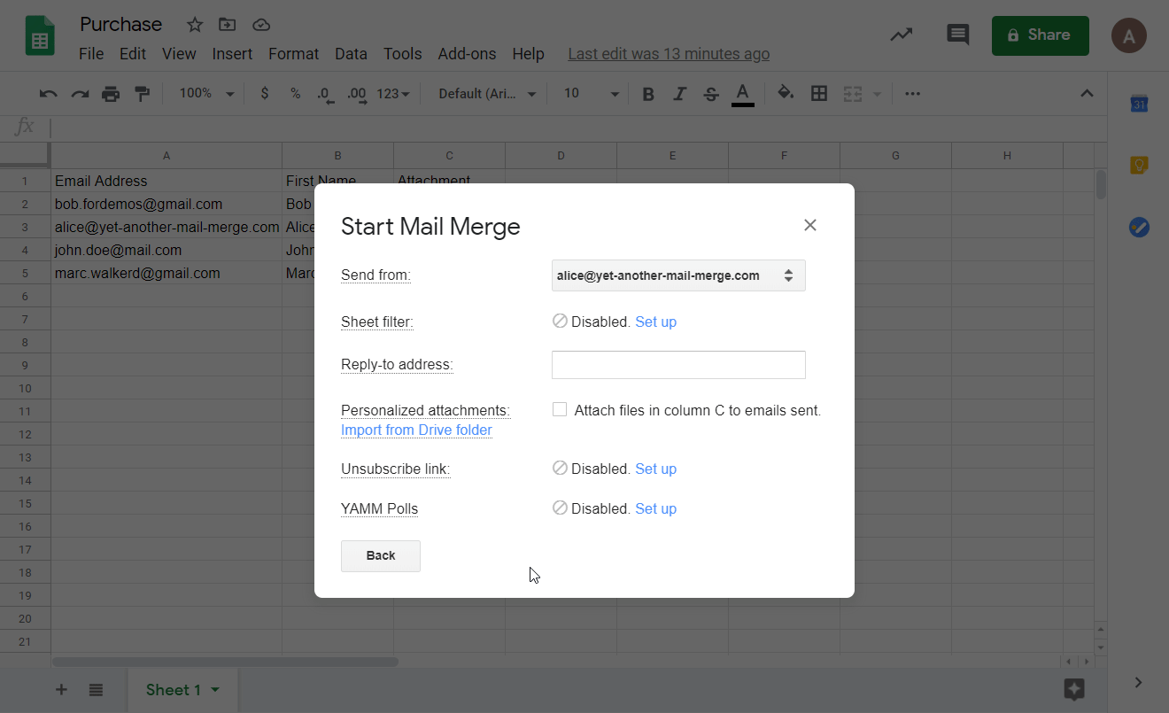 Drive folder opened from the search bar results, showing no documents