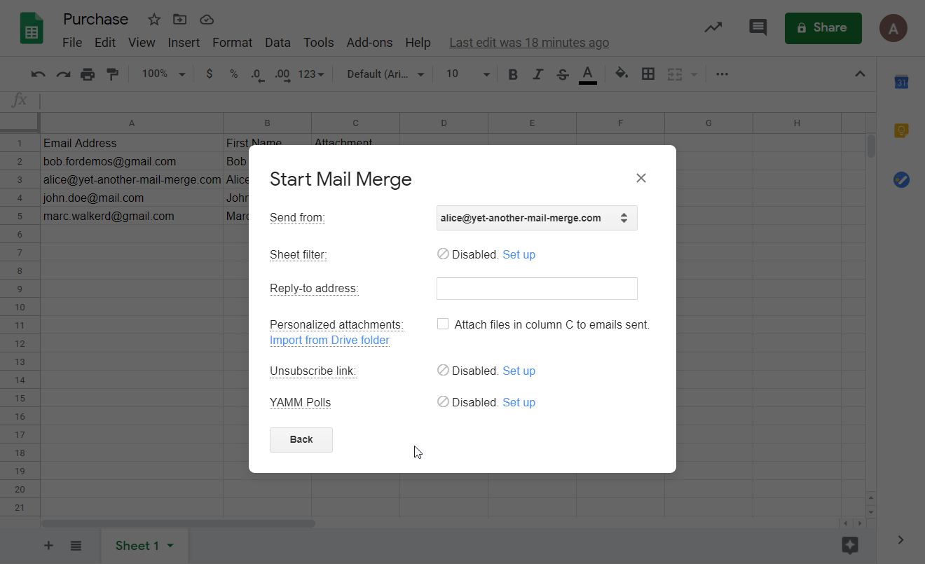 Search for all items containing option in the Drive picker