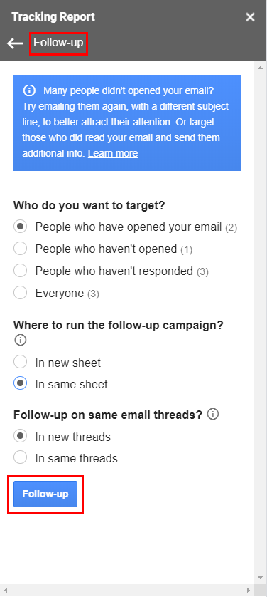 New Merge status column created by the follow-up